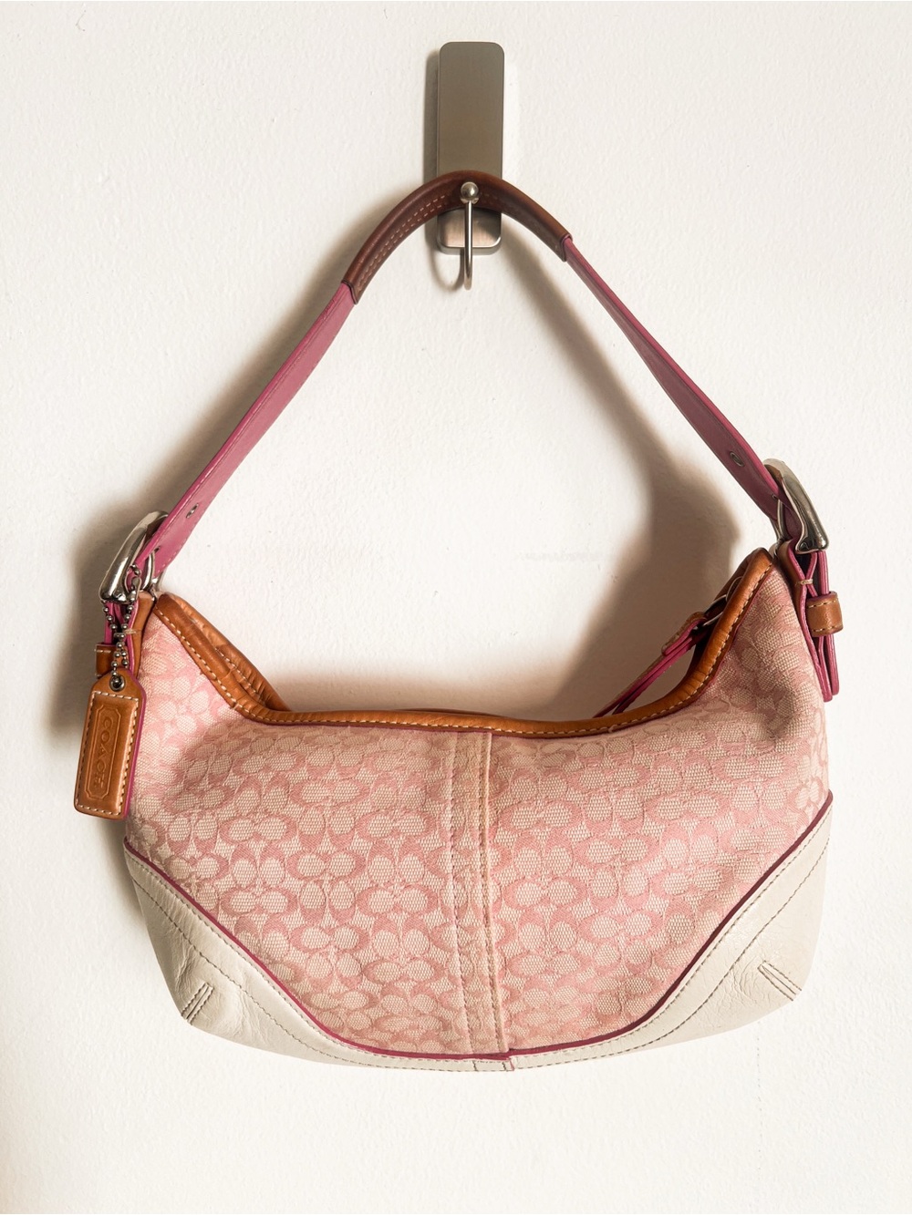 Coach Pink Signature Soho Hobo Shoulder Bag - Gem